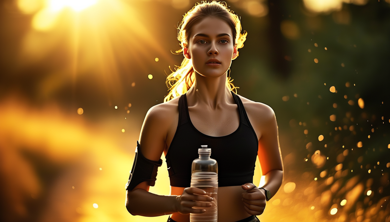 Woman running on a hot summer day